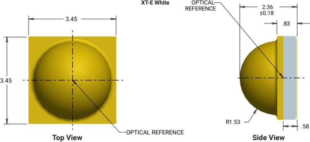 Mechanical Drawing - Cree LED XLamp® XT-E White LEDs