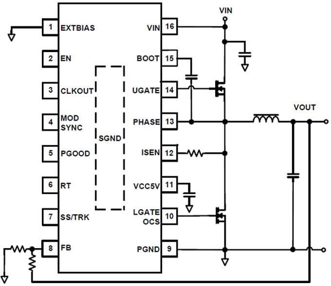 Application Circuit Diagram - Renesas Electronics ISL8117 Synchronous Step-down PWM Controllers