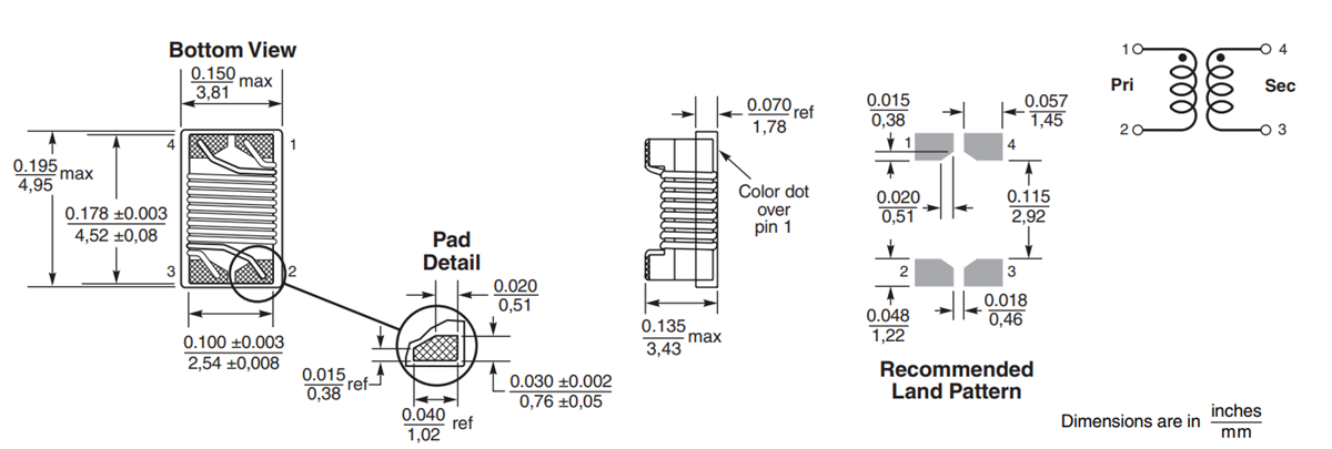 Coilcraft 1812WBT Surface Mount Wideband RF Transformers