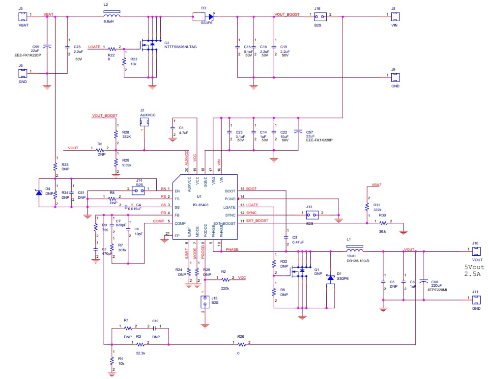 Renesas Electronics ISL85403EVAL1Z Evaluation Board