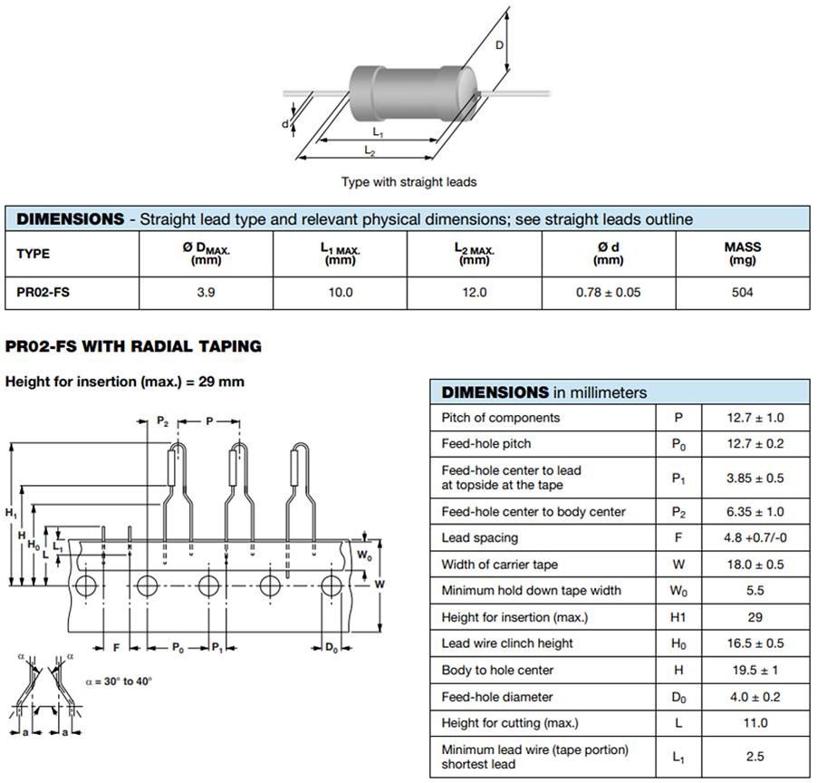 Vishay / BC Components PR02-FS Fusible Metal Film Resistors