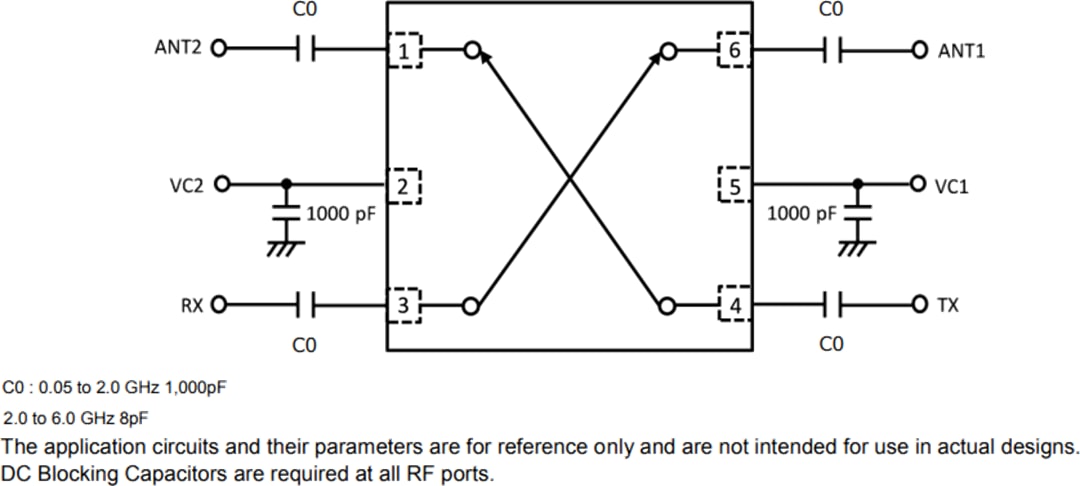 Application Circuit Diagram - CEL CG2164X3 RF Switch IC