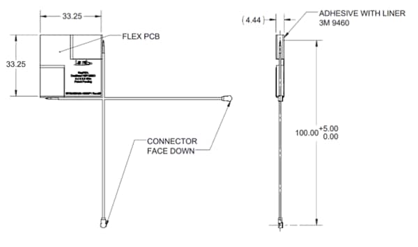 Mechanical Drawing - Ezurio FlexMIMO Antenna for Wi-Fi® MIMO