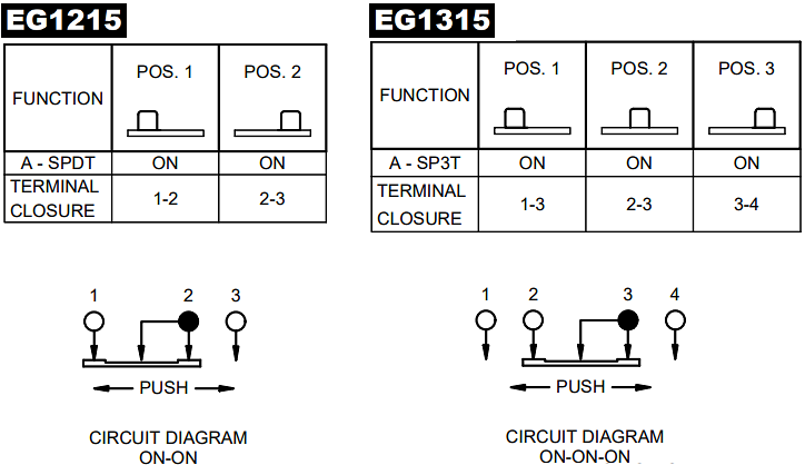 Schematic - E-Switch EG1215 & EG1315 Slide Switches