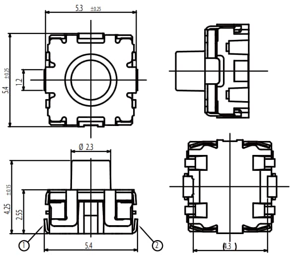Mechanical Drawing - Alps Alpine SKTQ TACT Switches