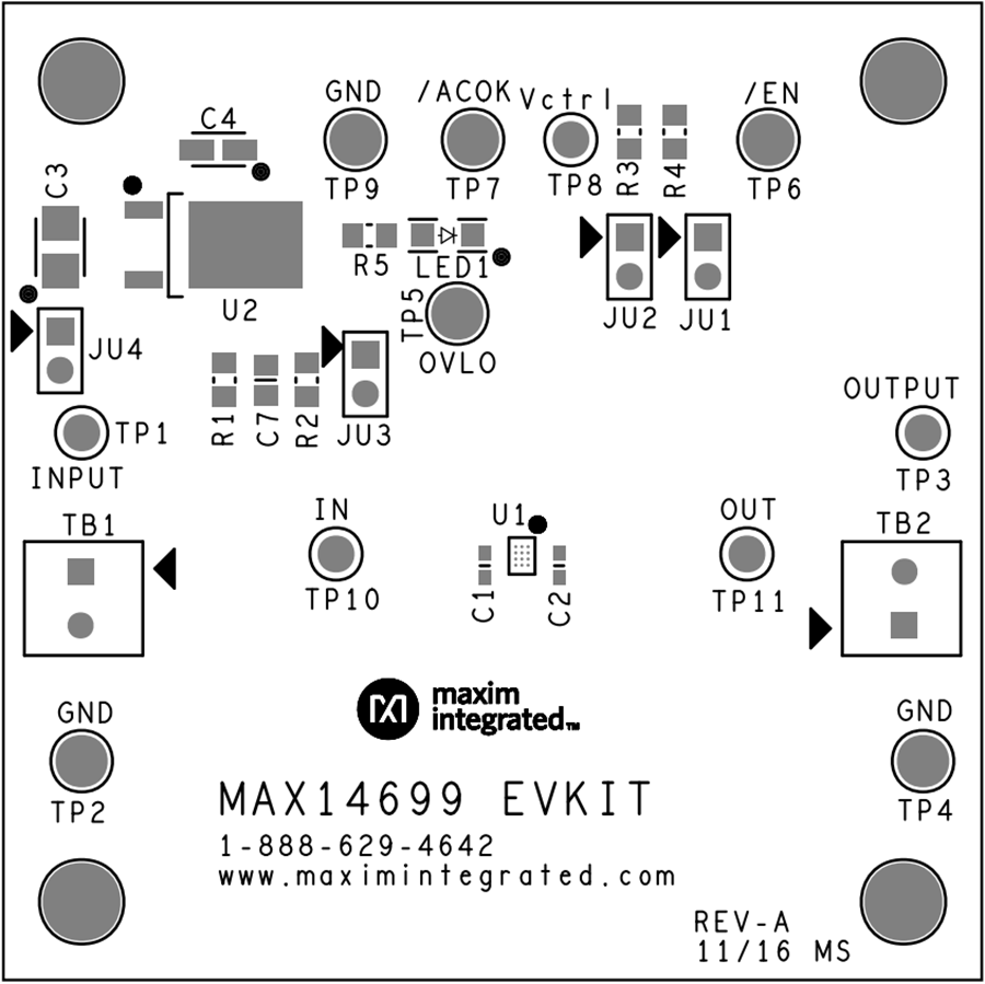 Mechanical Drawing - Analog Devices / Maxim Integrated MAX14699EVKIT Evaluation Kit