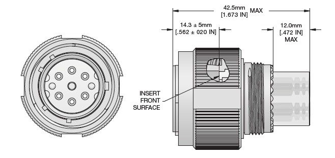 Mechanical Drawing - Amphenol Fiber Systems International ARINC 801 Cylindrical Fiber Optic Connectors