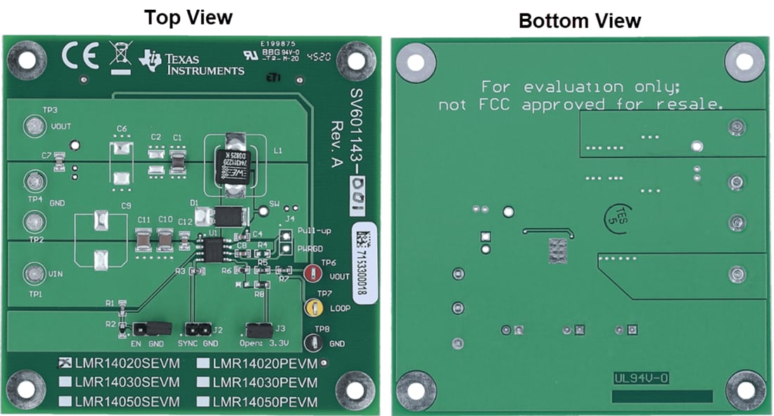 Mechanical Drawing - Texas Instruments LMR140x0SEVM/LMR140x0QDPREVM Evaluation Modules