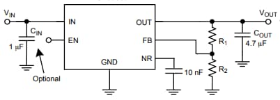 Application Circuit Diagram - onsemi NCV59800 LDO Voltage Regulator