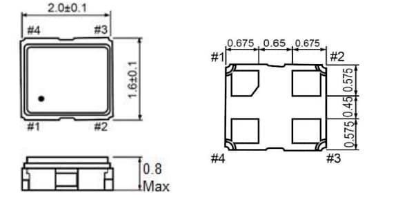 Mechanical Drawing - ECS TXO-2016 SMD Oscillators
