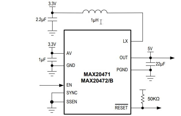 Block Diagram - Analog Devices / Maxim Integrated MAX20471/MAX20472/B Low-Voltage Boost Converters