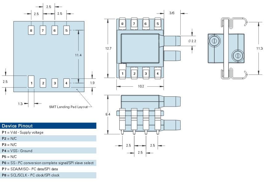 Mechanical Drawing - Merit Sensor LP Digital Pressure Sensors