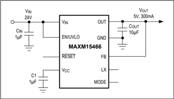 Application Circuit Diagram - Analog Devices / Maxim Integrated MAXM15465/66/67 Step-Down Power Modules