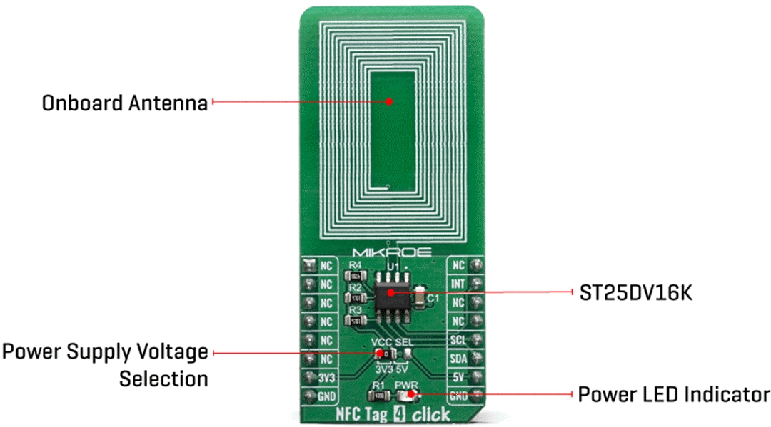 Mikroe MIKROE-3659 NFC Tag 4 Click