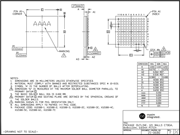 Mechanical Drawing - Analog Devices / Maxim Integrated MAX32666 Arm® Cortex®-M4 FPU MCU with BLUETOOTH® 5