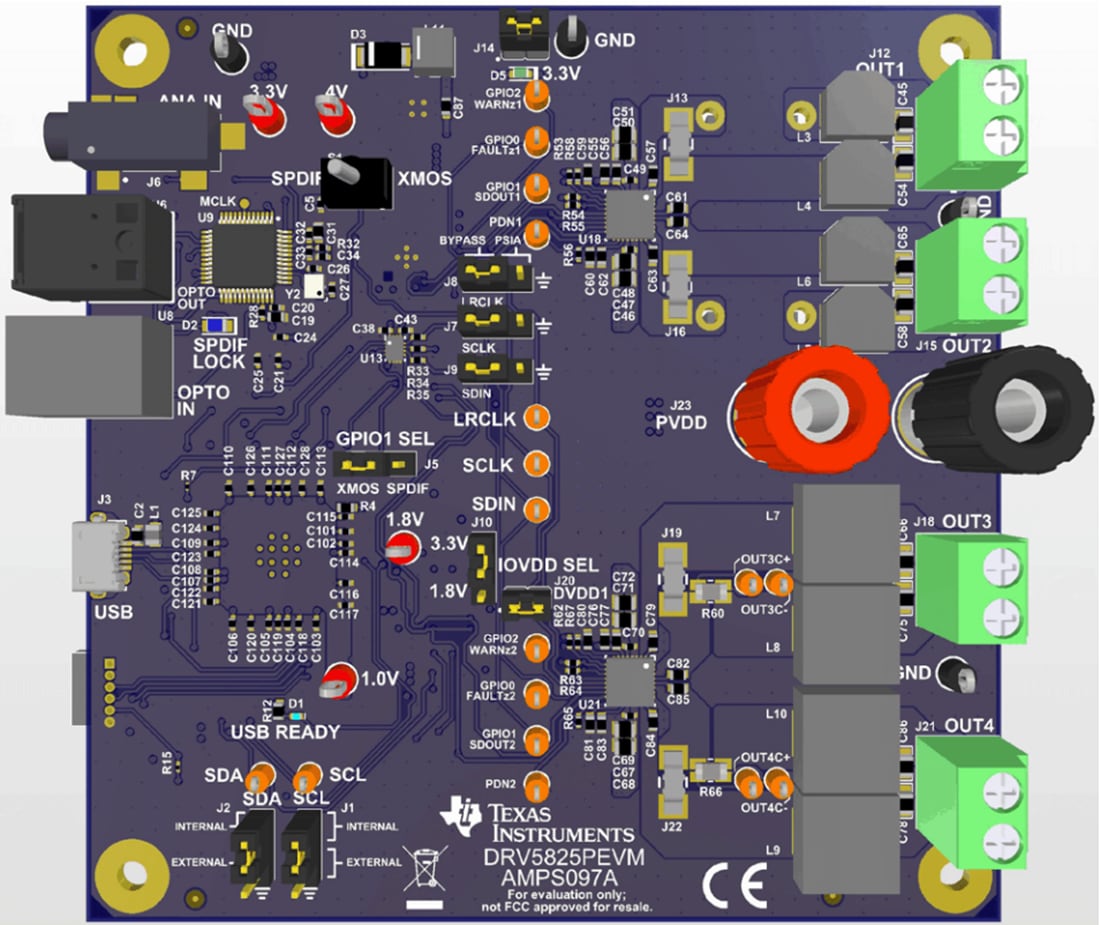 Mechanical Drawing - Texas Instruments DRV5825PEVM Amplifier Evaluation Module (EVM)