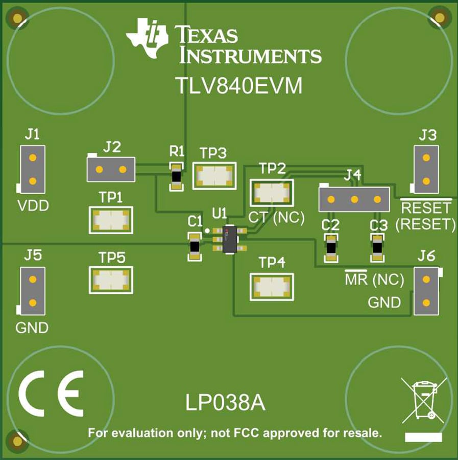 Mechanical Drawing - Texas Instruments TLV840EVM Supervisor Evaluation Module (EVM)