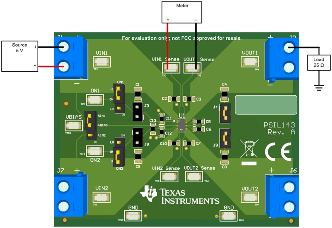 Mechanical Drawing - Texas Instruments TPS22976AEVM Load Switch Evaluation Module (EVM)