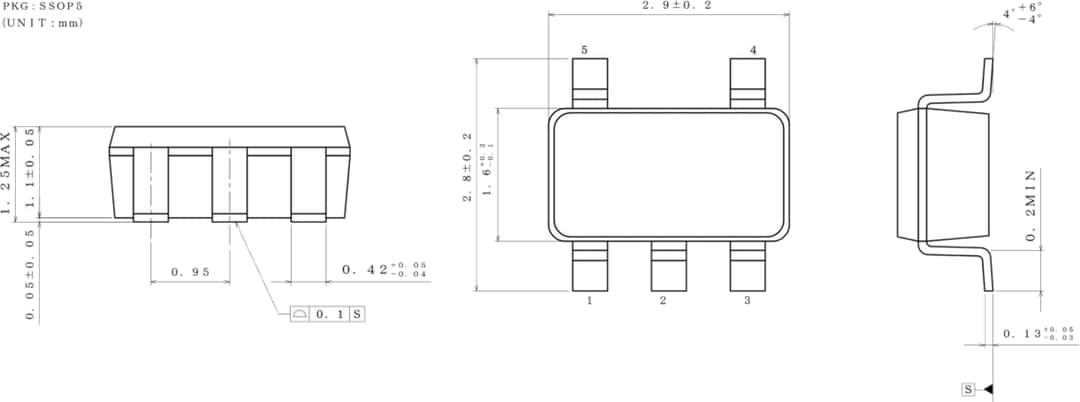 Mechanical Drawing - ROHM Semiconductor BD48 & BD49 Automotive Voltage Detector ICs