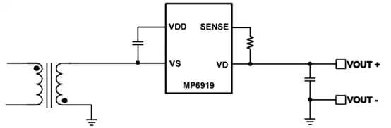 Application Circuit Diagram - Monolithic Power Systems (MPS) MP6919 Fast Turn-off Intelligent Rectifier