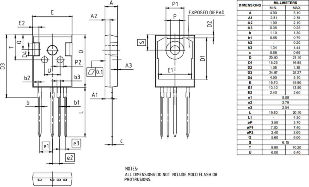 Mechanical Drawing - Infineon Technologies 650V CoolSiC™ M1 Trench Power MOSFETs
