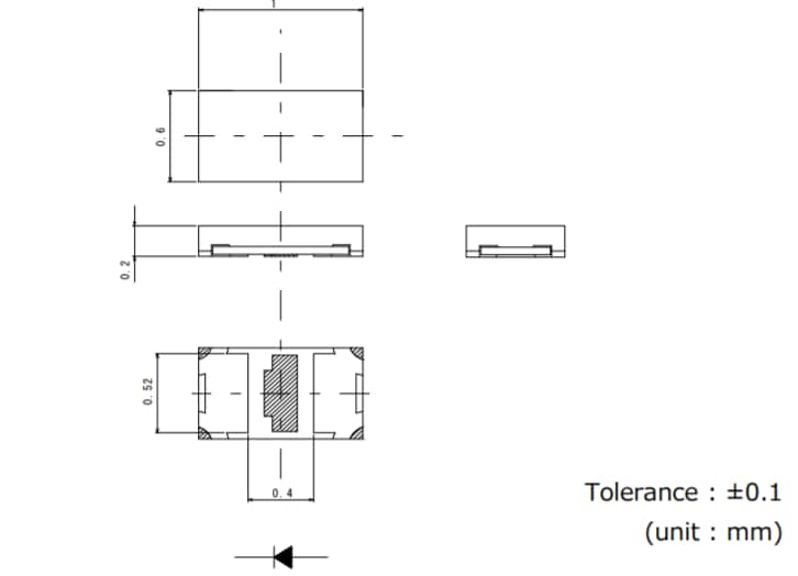 Mechanical Drawing - ROHM Semiconductor SMLP14WBCN1W1 Ultra Compact Super White LED