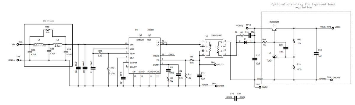 Schematic - STMicroelectronics STEVAL-A6986IV2 Iso-Buck Converter Eval Board