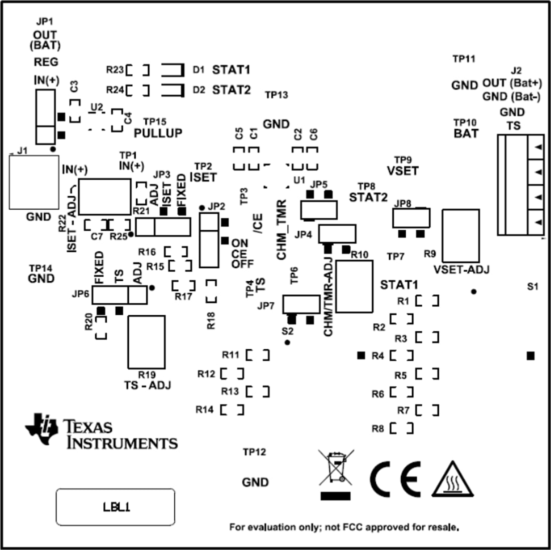 Mechanical Drawing - Texas Instruments bq25171EVM Charger Evaluation Module (EVM)