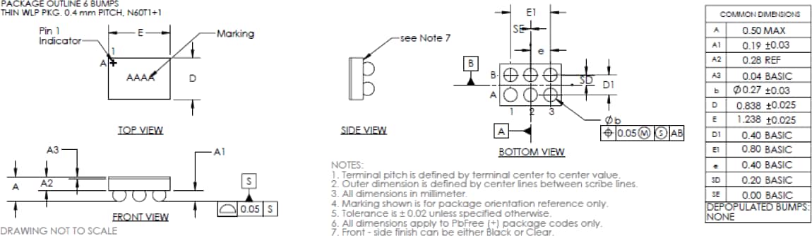 Mechanical Drawing - Analog Devices / Maxim Integrated MAX40110 & MAX40111 Precision Op-Amps