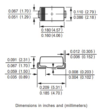 Mechanical Drawing - Rectron SMAJ Transient Voltage Suppressor Diodes