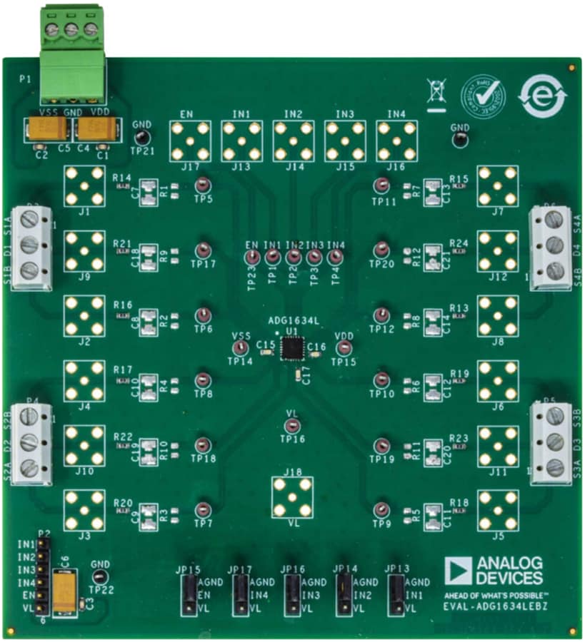 Mechanical Drawing - Analog Devices Inc. EVAL-ADG1634LEBZ Evaluation Board for ADG1634L