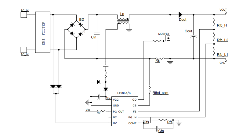 Application Circuit Diagram - STMicroelectronics L4986 CCM PFC Controllers