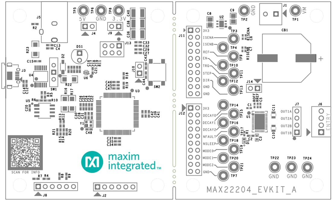 Mechanical Drawing - Analog Devices / Maxim Integrated MAX22204EVKIT Motor Driver Evaluation Kit
