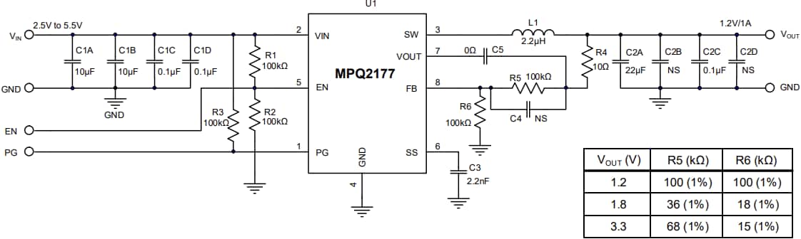 Schematic - Monolithic Power Systems (MPS) EVQ2177 Evaluation Board