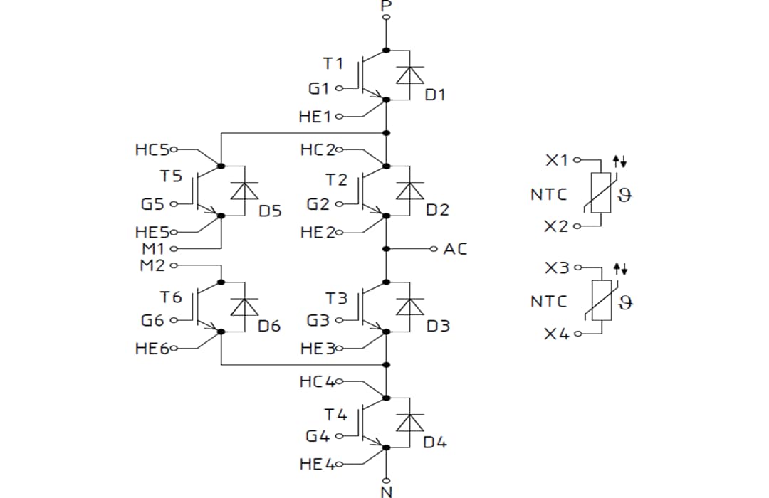 Schematic - Infineon Technologies F3L600R10W4S7F_C22 EasyPACK™ IGBT Module