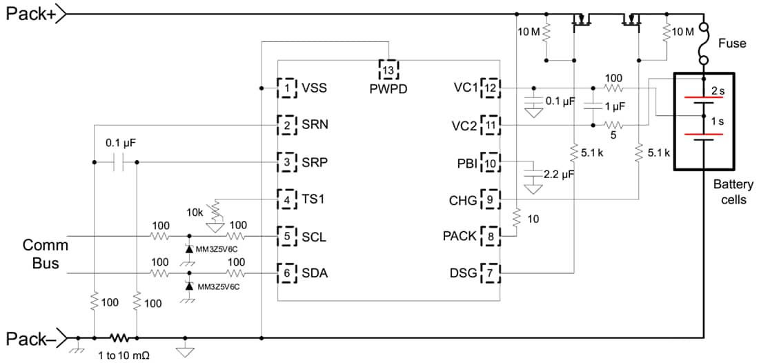 Schematic - Texas Instruments bq28Z620 Battery Fuel Gauge