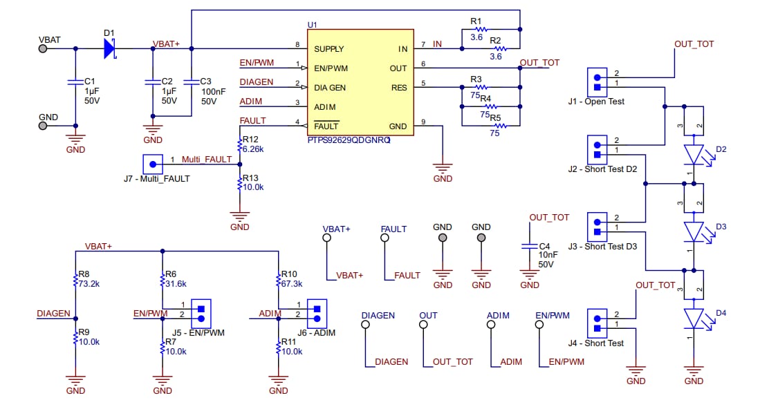 Schematic - Texas Instruments TPS92629Q1EVM Evaluation Module