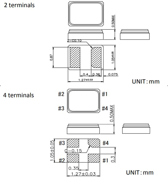 Mechanical Drawing - Seiko Instruments SC-12S SMD Quartz Crystal Unit