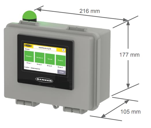 Mechanical Drawing - Banner Engineering Asset Monitoring Gateways with SNAP ID
