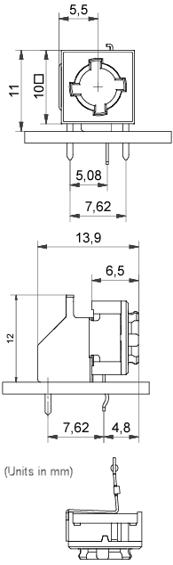 Mechanical Drawing - APEM 5E SH9 Multimec Tactile Switches
