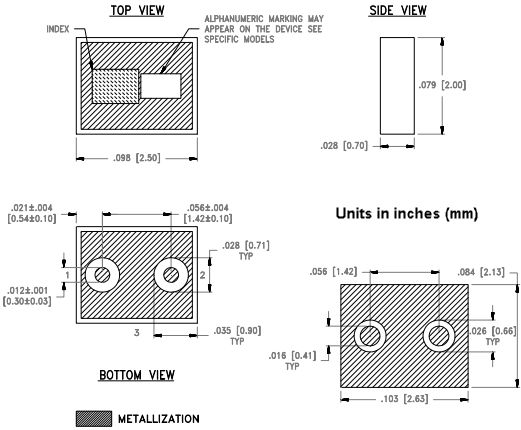 Mechanical Drawing - Mini-Circuits LFHK Low Pass Filters