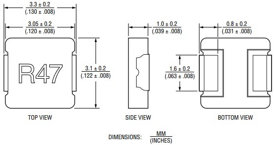 Mechanical Drawing - Bourns SRP0312F Shielded Power Inductors