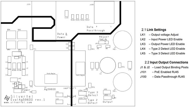 Mechanical Drawing - Silvertel EvalAg59600 Evaluation Boards