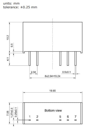 Mechanical Drawing - CUI Inc DSM1-S DC-DC Converters