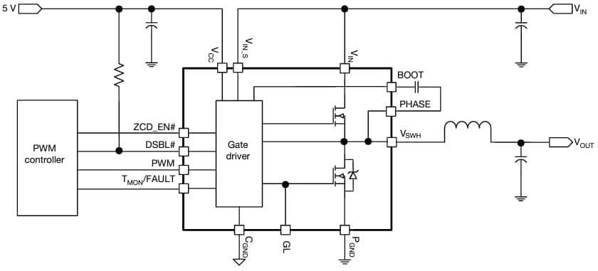 Application Circuit Diagram - Vishay Semiconductors SiC660 60A VRPower® Integrated Power Stage