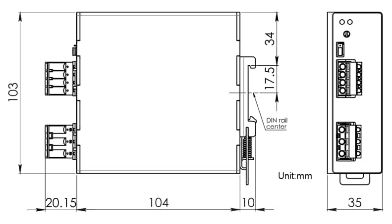 Mechanical Drawing - E-T-A Circuit Breakers SMPS-T Switch Mode Power Supplies
