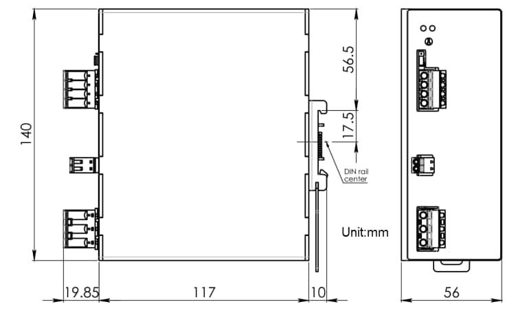 Mechanical Drawing - E-T-A Circuit Breakers SMPS-T Switch Mode Power Supplies