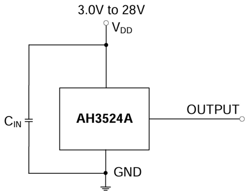 Application Circuit Diagram - Diodes Incorporated AH3524A Hall-Effect Omnipolar Switches