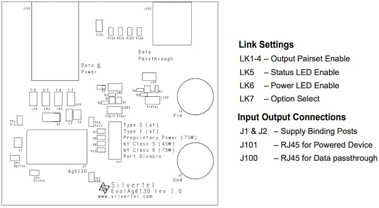 Mechanical Drawing - Silvertel EvalAg6130 Evaluation Board