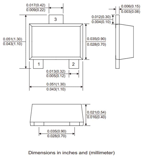 Mechanical Drawing - Comchip Technology AMMBT2907AM PNP Automotive Small Signal Transistor